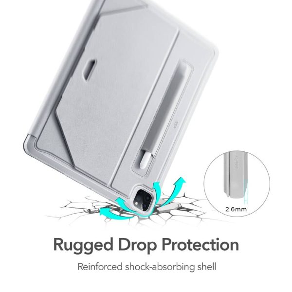 iPad Pro 12.9 2021 Sentry Stand Case with 9 Convenient Stand Angles with Strong Magnet for Hanging Rugged Protective Cover with Pencil Holder] [Auto Sleep/Wake] – Gray - Image 6