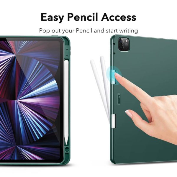 KF4(11)仙人掌绿 iPad Pro 11 2021 Rebound Pencil Case Convenient Pencil Holder & Soft Flexible TPU Back Cover - Forest Green - Image 6
