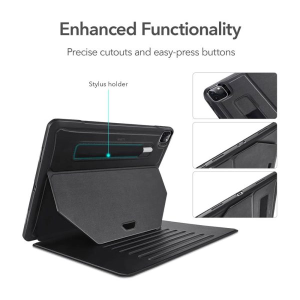 iPad Pro 12.9 2021 Sentry Stand Case with 9 Convenient Stand Angles with Strong Magnet for Hanging Rugged Protective Cover with Pencil Holder] [Auto Sleep/Wake] – Black - Image 5