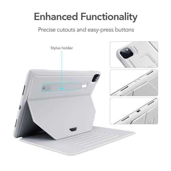 iPad Pro 12.9 2021 Sentry Stand Case with 9 Convenient Stand Angles with Strong Magnet for Hanging Rugged Protective Cover with Pencil Holder] [Auto Sleep/Wake] – Gray - Image 5