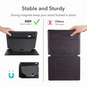 iPad Pro 12.9 2021 Sentry Stand Case with 9 Convenient Stand Angles with Strong Magnet for Hanging Rugged Protective Cover with Pencil Holder] [Auto Sleep/Wake] – Black - Image 4