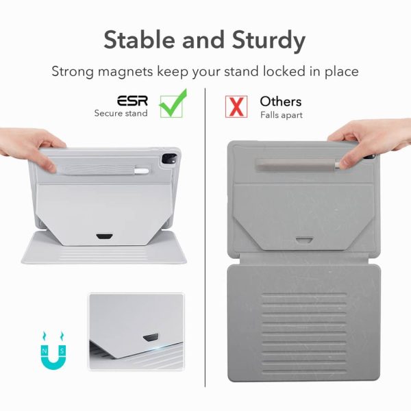 iPad Pro 12.9 2021 Sentry Stand Case with 9 Convenient Stand Angles with Strong Magnet for Hanging Rugged Protective Cover with Pencil Holder] [Auto Sleep/Wake] – Gray - Image 4