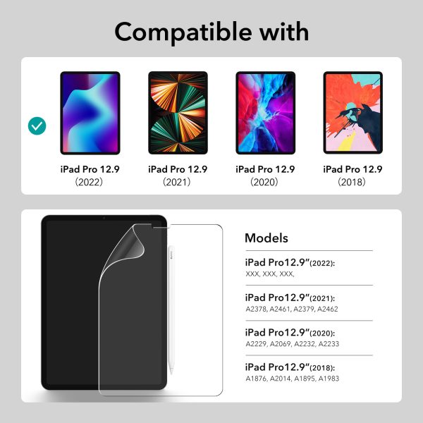 iPad Pro 12.9 2021 Paper Feel Clear Matte Film with Support for Apple Pencil, Write & Draw Like on Paper by ESR - Also for iPad Pro 12.9 2020 & 2018 - 2 PACK - Image 9