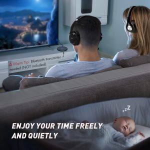 MPOW H7 Bluetooth Headphones, Comfortable Over Ear Wireless Headphones, Hifi Stereo Headset, Wireless Wired Mode, Built-in Microphone for Kids, Adults, Cellphone, Online Class, Home Office, PC - Black - Image 11