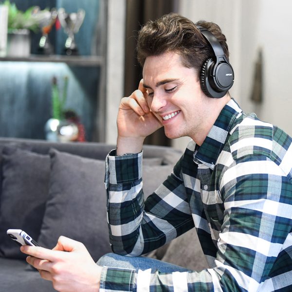 MPOW H7 Bluetooth Headphones, Comfortable Over Ear Wireless Headphones, Hifi Stereo Headset, Wireless Wired Mode, Built-in Microphone for Kids, Adults, Cellphone, Online Class, Home Office, PC - Black - Image 9