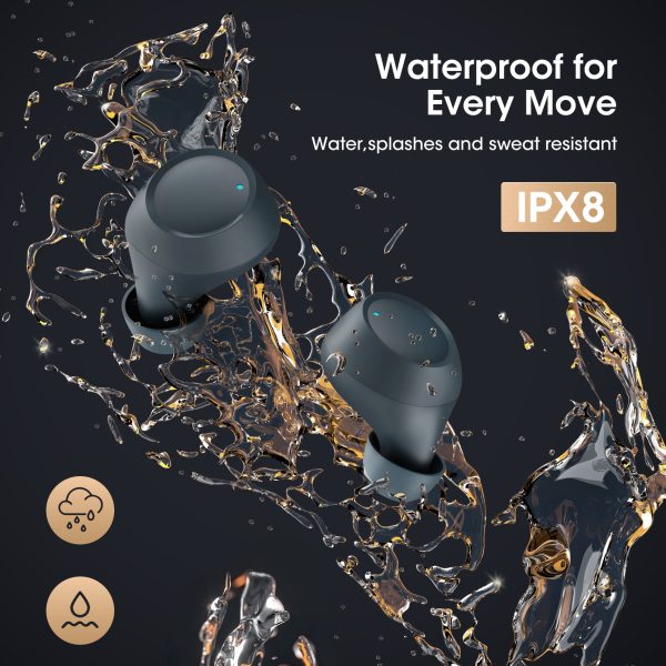 Mpow M13 Wireless Earbuds, Bluetooth earphones with  Wireless Charging & USB-C Charging with Punchy Bass  IPX8 Waterproof 28 Hrs Battery Twin & Mono Mode & Touch Control with Mics - Blue - Image 5