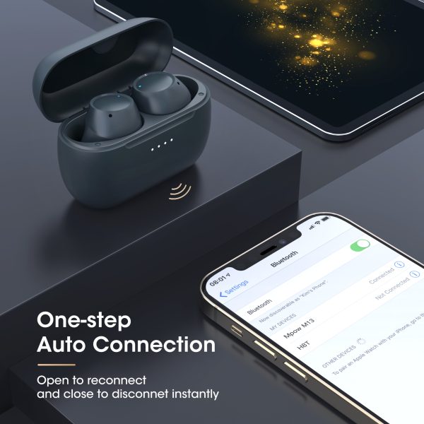 Mpow M13 Wireless Earbuds, Bluetooth earphones with  Wireless Charging & USB-C Charging with Punchy Bass  IPX8 Waterproof 28 Hrs Battery Twin & Mono Mode & Touch Control with Mics - Blue - Image 3