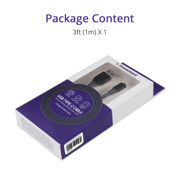 Tronsmart USB C to USB A Nylon Braided Cable - 3 Feet / 1 Meter - ATC6 - Black - BB - Image 7