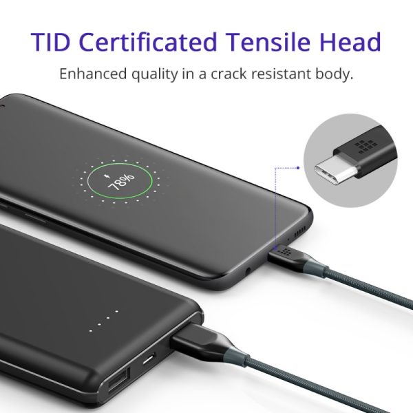 Tronsmart USB C to USB A Nylon Braided Cable - 3 Feet / 1 Meter - ATC6 - Black - BB - Image 5