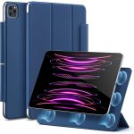 iPad Pro 12.9 2022 / 2021 Rebound Magnetic Smart Case Convenient Magnetic Attachment Supports Pencil Pairing & Charging also for iPad Pro 12.9 2020 - Navy Blue