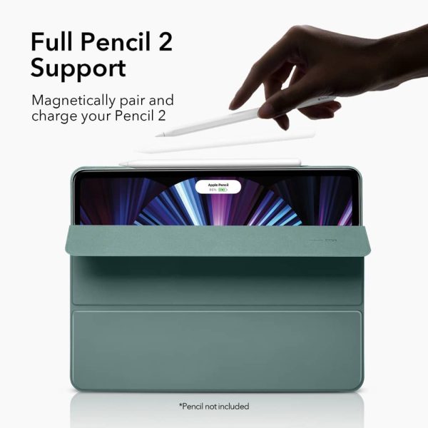 kf3 iPad 11 Pro 2021 Rebound Magnetic Smart Case Convenient Magnetic Attachment Supports Pencil Pairing & Charging - Forest Green also iPad Pro 11 2020 & 2018 - Image 7