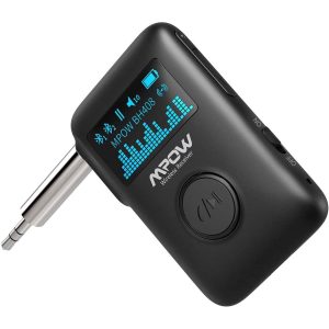 MPOW Wireless Music Receiver for Music Streaming on Devices without Bluetooth with LCD Screen - Black