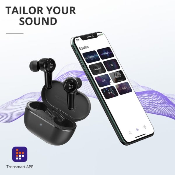 Tronsmart Apollo Air Plus with In Ear Detection, Wireless Charging, TrueWireless™ Stereo Plus Hybrid ANC Earbuds with Bluetooth 5.2, Asynchronous Transmission, 35dB full frequency ANC - Black - Image 6