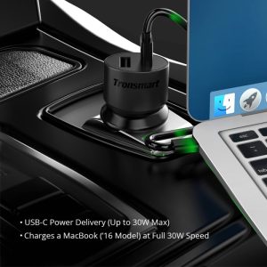 Tronsmart USB Type C Car Charger 42W USB PD Car Charger - Black - C2P - Image 5