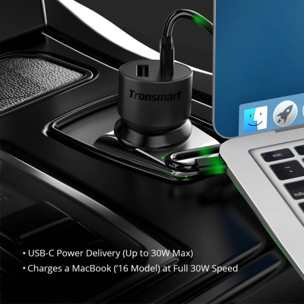 tronsmart-c2p-42w-usb-pd-car-charger-with-voltiq2 Tronsmart USB Type C Car Charger 42W USB PD Car Charger - Black - C2P - Image 5