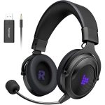 Tronsmart Shadow Wireless Gaming Headset with no Lag using 2.4 G Technology, 12 Hour Battery for PC, PS4, PS5 & other Consoles - Black / Purple