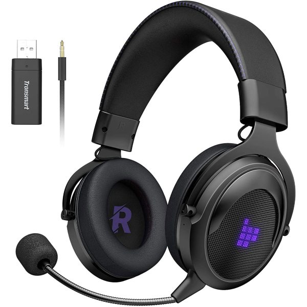 Tronsmart Shadow Wireless Gaming Headset with no Lag using 2.4 G Technology, 12 Hour Battery for PC, PS4, PS5 & other Consoles - Black / Purple - Image 1