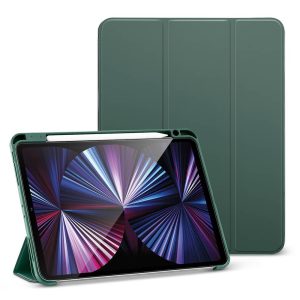 iPad Pro 11 2021 Rebound Pencil Case Convenient Pencil Holder & Soft Flexible TPU Back Cover - Forest Green