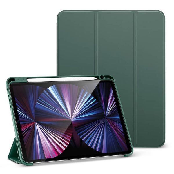 主图1-仙人掌绿2 iPad Pro 11 2021 Rebound Pencil Case Convenient Pencil Holder & Soft Flexible TPU Back Cover - Forest Green - Image 1