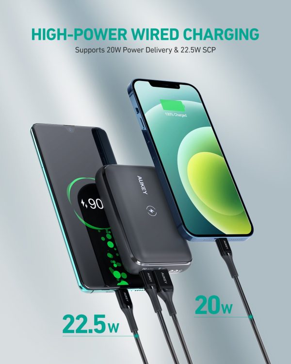 Aukey 20W 10000mAH PD Wireless Charging w Kickstand Powerbank Portable Charger for iPhone 12 11 Samsung - Black - PB-WL01S - Image 3