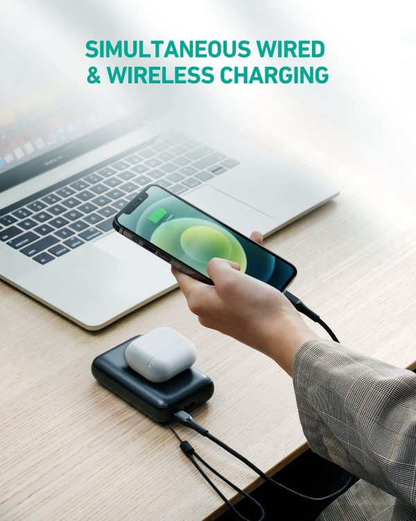Aukey 20W 10000mAH PD Wireless Charging w Kickstand Powerbank Portable Charger for iPhone 12 11 Samsung - Black - PB-WL01S - Image 4