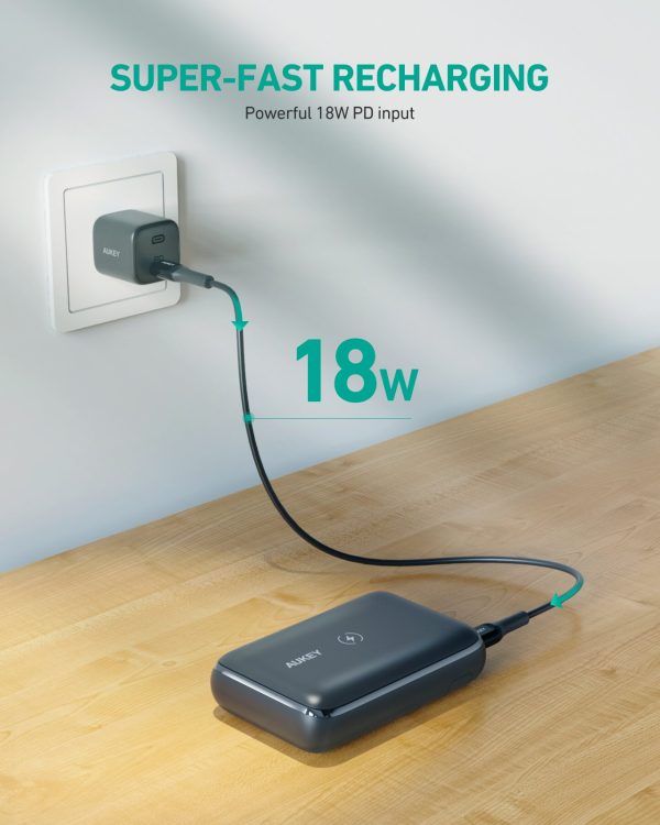 Aukey 20W 10000mAH PD Wireless Charging w Kickstand Powerbank Portable Charger for iPhone 12 11 Samsung - Black - PB-WL01S - Image 5