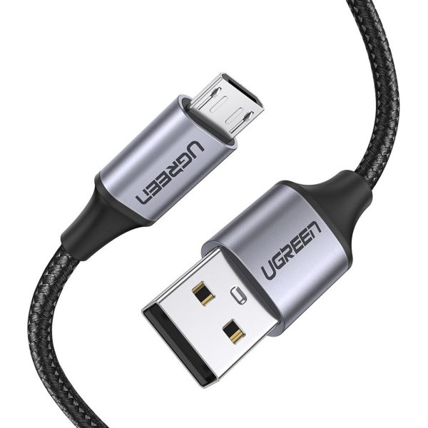 1_ef083fc4-982b-4402-9340-4a85c815cc6b-684702_1001x1001 UGREEN Micro USB Cable Nylon Braided USB A to Micro USB Fast Charger Compatible - 5 feet - 1.5M - Black - 60147 - Image 1