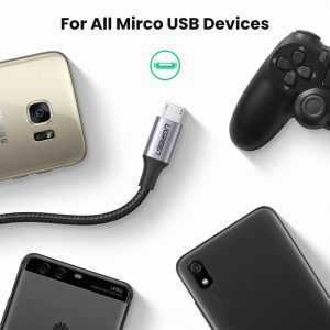 UGREEN Micro USB Cable Nylon Braided USB A to Micro USB Fast Charger Compatible - 3 feet - Black - 60146 - Image 4