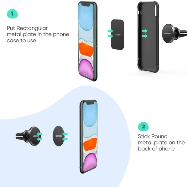 UGREEN Car Phone Mount Magnetic Air Vent Universal Magnet Cell Phone Holder - Black - 50323 - Image 6