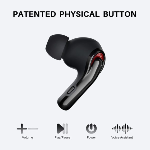 51PR9OpigDS._AC_SL1500_ Tribit Flybuds C1 Qualcomm QCC3040 Bluetooth 5.2, 4 Mics CVC 8.0 Call Noise Reduction 50H Playtime Clear Calls Volume Control True Wireless Bluetooth Earbuds Earphones - Image 2