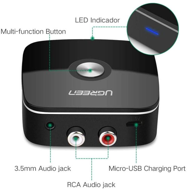 UGREEN Bluetooth Receiver 5.0 HiFi Wireless Audio Adapter Black