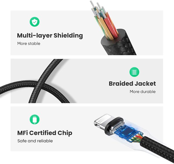 UGREEN Headphones Adapter for Apple MFi Certified iPhone Lightning to 3.5mm Jack Converter - 10 cm - Black - 30756 - Image 7