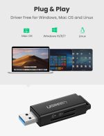 UGREEN SD Card Reader Portable USB 3.0 for TF SD Micro SD SDXC SDHC MMC RS-MMC Micro SDXC Micro SDHC UHS-I  - Black - 40752 - Image 7