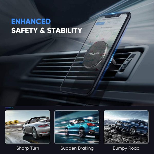 UGREEN Car Phone Mount Magnetic Air Vent Universal Magnet Cell Phone Holder - Black - 50323 - Image 3