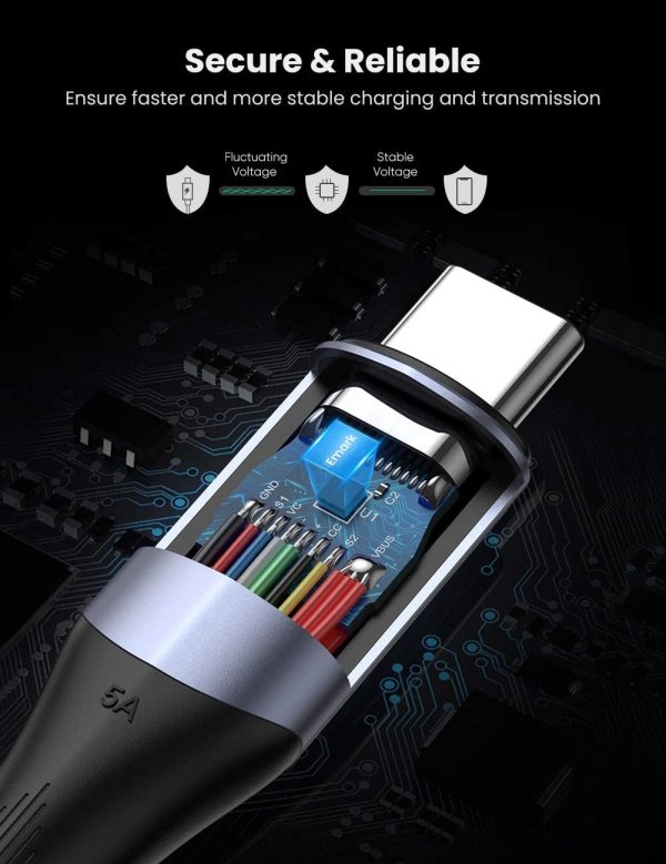 UGREEN USB-C to USB-C Cable 100W Power Delivery USB C 3.1 Gen 2 10Gbps 4K Video Compatible - 3 feet - Black - 80150 - Image 3