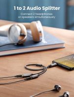 UGREEN Headphone Splitter 3.5mm Audio Stereo Y Splitter Extension Braided Cable Dual Headphone Jack Adapter for Earphone - 20 cm - Black - 10532 - Image 3