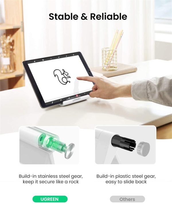 UGREEN Tablet iPad Stand Holder for Desk Adjustable Angles - White - 30485 - Image 6
