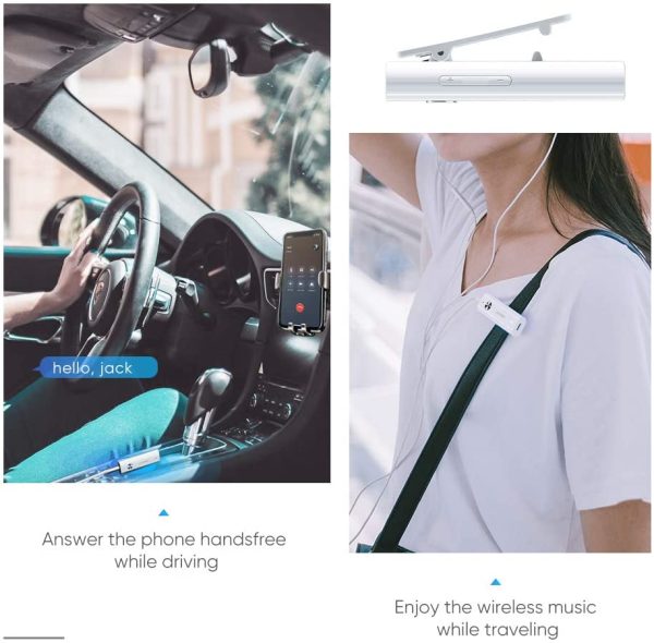 UGREEN Bluetooth Receiver 5.0 HiFi Wireless Audio Adapter with Back Clip Support Microphone 3.5mm AUX Bluetooth - White - 40854 - Image 6