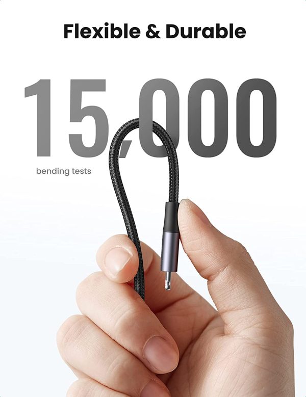 UGREEN USB C to Lightning Braided Cable MFi Certified iPhone Charging Cable Type C to Lightning Cable - 6 Feet - Black -  60761 - Image 2