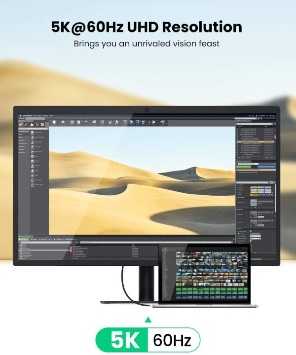 61sW7-DmRwL._AC_SL1300_ UGREEN Thunderbolt 3 Cable 40Gbps USB-C to USB-C Cable 100W Fast Charging 5K Video USB 3.1 Gen 2.1 - Black - 1.5 Feet - 80324 - Image 3