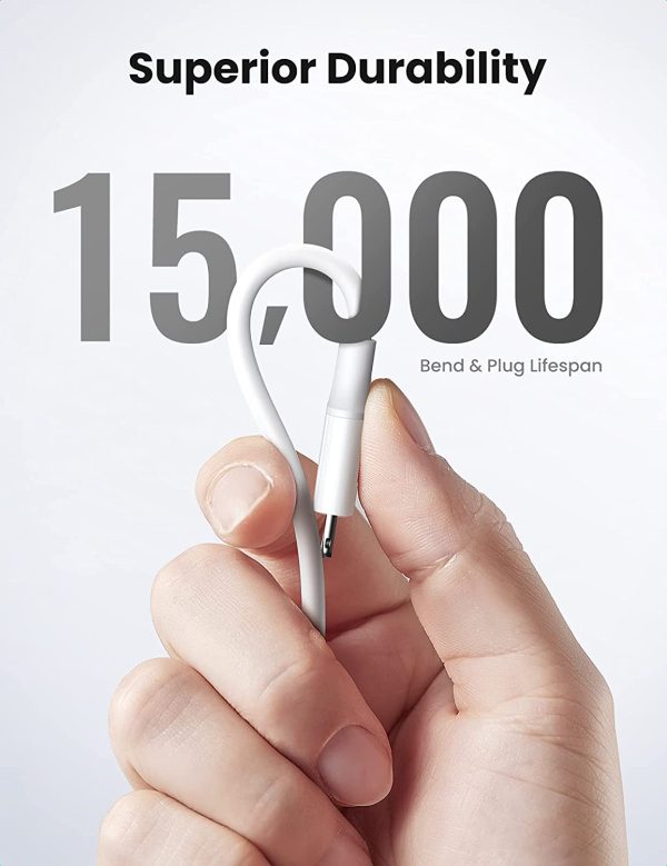 UGREEN USB C to Lightning Cable MFi Certified iPhone Charging Cable compatible with 20W Fast Charging - 3 Feet - White - 10493 - Image 4