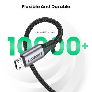 UGREEN Micro USB Cable Nylon Braided USB A to Micro USB Fast Charger Compatible - 3 feet - Black - 60146 - Image 6