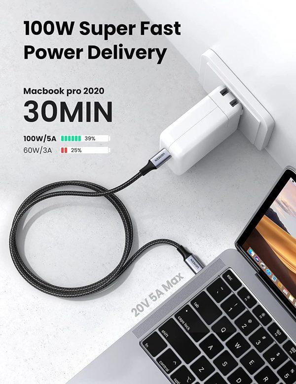 UGREEN USB-C to USB-C Cable USB Type C 100W Power Delivery PD Charging Cord - 2M - Black - 70429 - BIS - Image 6