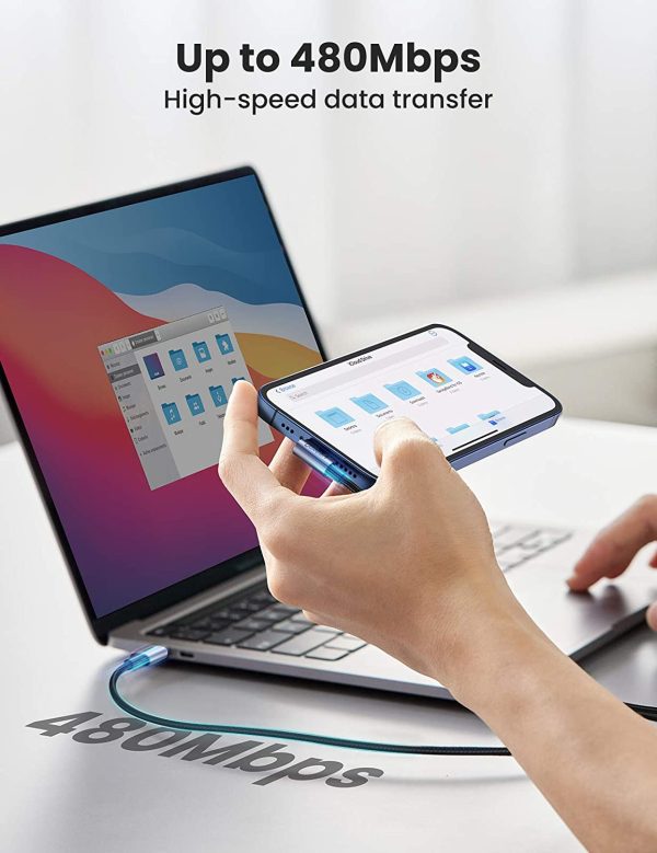 UGREEN USB C to Lightning Cable MFi Certified iPhone Charging Cable Right Angle 90 Degree Variant compatible with 20W Fast Charging - 3 Feet - Black - 60763 - Image 4