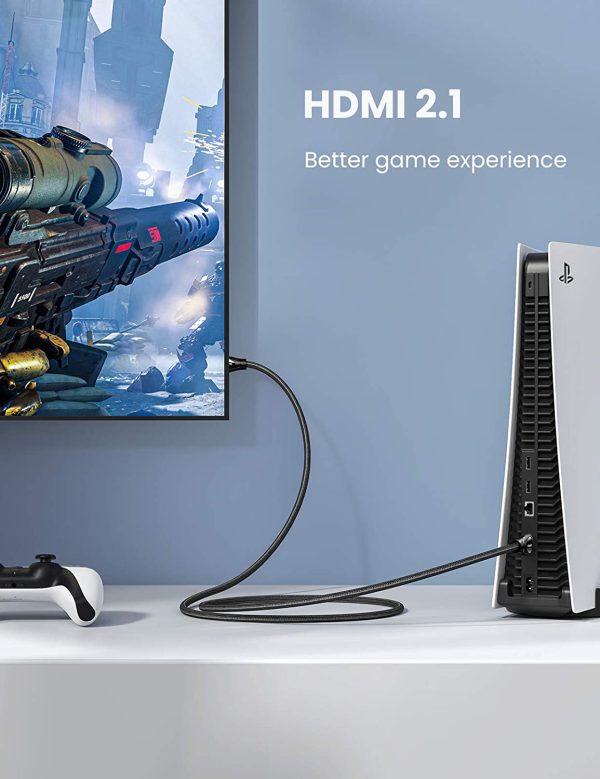 71LiB+Q5tKL._AC_SL1500_ UGREEN HDMI Cable 8K 60Hz HDMI 2.1 Cable 48Gbps Ultra High Speed 4K 120Hz Braided HDMI Cable Dynamic HDR Dolby Vision HDR10 4:4:4 eARC Compatible with PS5 PS4 Xbox UHD TV - 80403 - 6 Feet - Black - Image 5