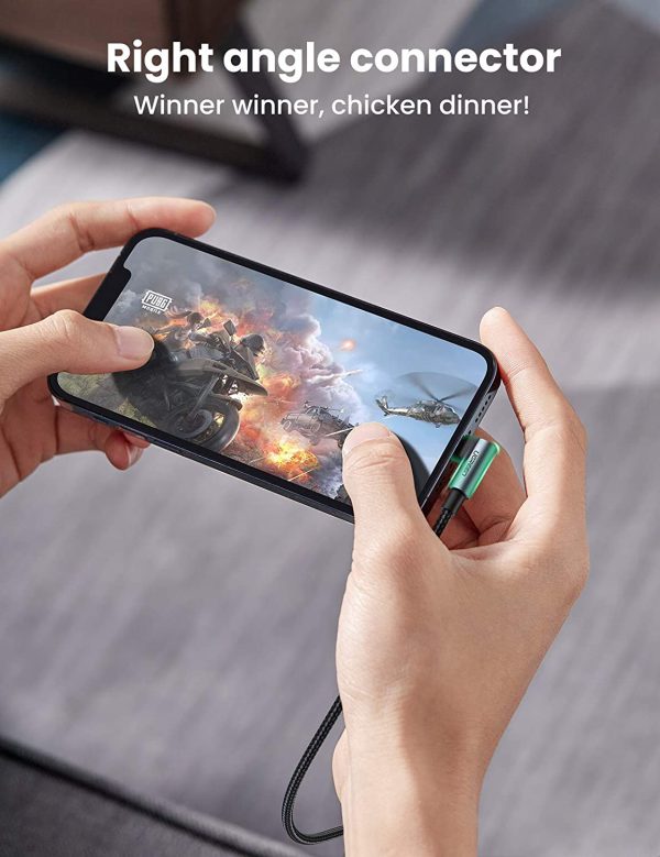 UGREEN USB C to Lightning Cable MFi Certified iPhone Charging Cable Right Angle 90 Degree Variant compatible with 20W Fast Charging - 3 Feet - Black - 60763 - Image 6