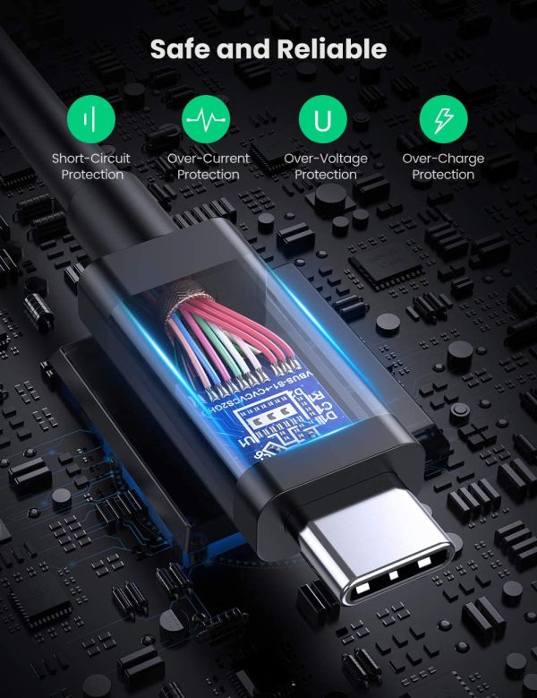 71hwZ+mEVbL._AC_SL1300_ UGREEN Thunderbolt 3 Cable 40Gbps USB-C to USB-C Cable 100W Fast Charging 5K Video USB 3.1 Gen 2.1 - Black - 1.5 Feet - 80324 - Image 5
