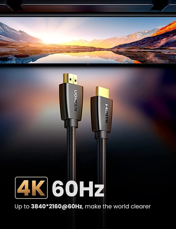 71vRAIJoz-S._AC_SL1500_ UGREEN HDMI Cable 4K Braided High Speed HDMI Cord 18Gbps with Ethernet Support 4K 60HZ Compatible for UHD TV Monitor Computer Xbox 360 PS5 PS4 Blu-ray - 40410 - 6 Feet - Black - Image 5