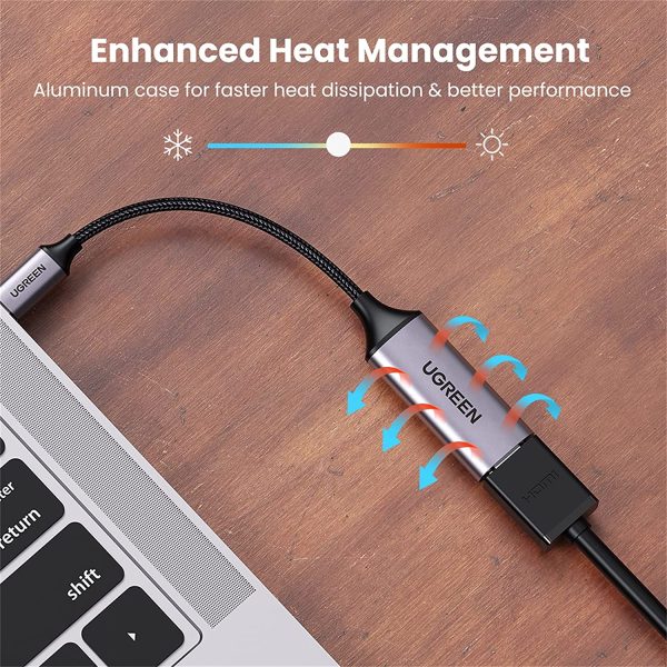 81XP7aQb+OS._AC_SL1500_ UGREEN USB C to HDMI Adapter Braided Cable 4K 60Hz Aluminum Type C Thunderbolt 3 Converter Male to Female - Black - 70444 - Image 6