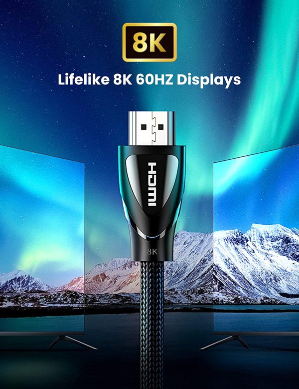 81gs9GMzBnL._AC_SL1500_ UGREEN HDMI Cable 8K 60Hz HDMI 2.1 Cable 48Gbps Ultra High Speed 4K 120Hz Braided HDMI Cable Dynamic HDR Dolby Vision HDR10 4:4:4 eARC Compatible with PS5 PS4 Xbox UHD TV - 80403 - 6 Feet - Black - Image 4